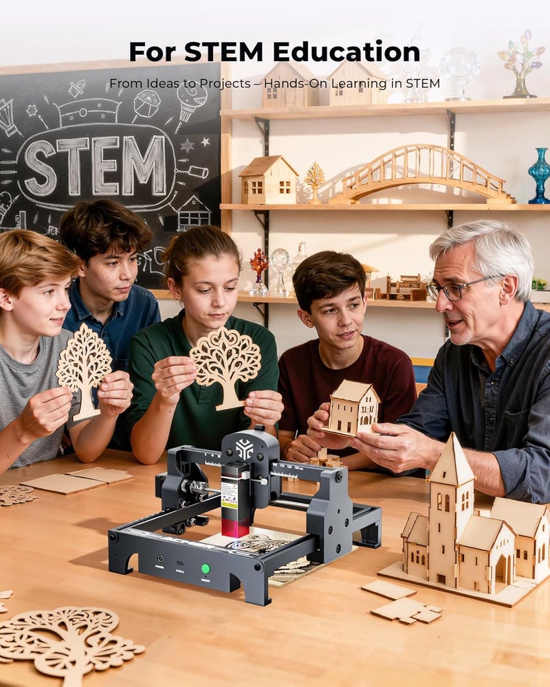 Acmer S1 Laser Engraver 2500mW, Compact Desktop Engraving & Cutting Machine for DIY Crafts, Small Business & Makers, 130×130mm Work Area, 0.04mm Detail Engraving for Wood, Acrylic, Metal - Image 2